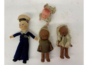 Four Pc Misc Doll Lot Including Sailor And Windup Baby