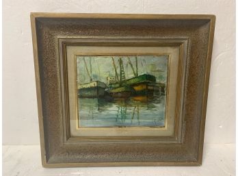 Signed Oil On Board Tugboats - 7.5x9