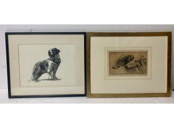 Two Framed Dog Signed Studies - 13x16 - 13x17