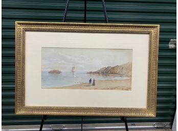 Watercolor Coastal Scene 7.5x14 - 14.5x22.5 Framed - Unsigned