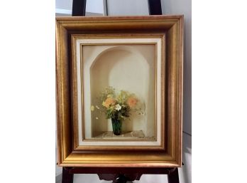 Photograph On Board Of Signed Floral Painting. - 11x14