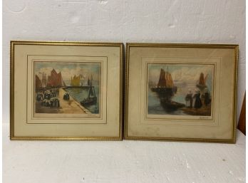 Pair Of Signed Colored  Etchings - 15x16