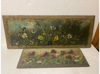 Two Floral Oil On Board 12x36 - 8.5x14