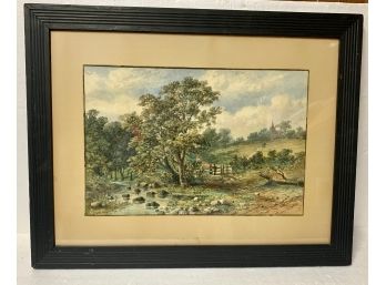 Signed Geo C Bell Watercolor 1885 - 23x29