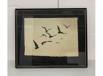 Signed Painting Titled Gulls - 18.5x22.5