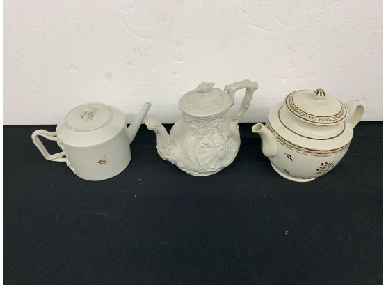 3 Early Teapots  See Pictures For Condition