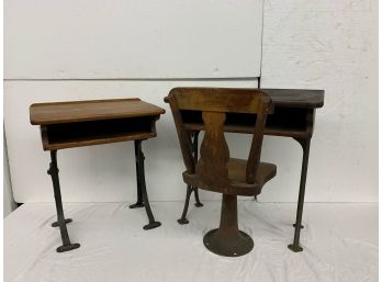 2 Childrens School Desks One With Chair