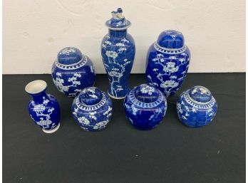 7 Pcs Of Contemporary Blue And White Pottery