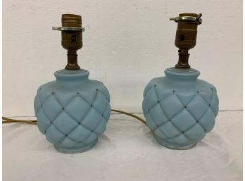Pair Of Satin Glass Lamps