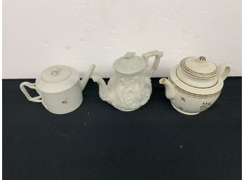 3 Early Teapots  See Pictures For Condition