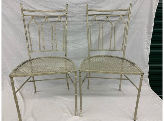 Pair Iron Accent Chairs - As Is Condition