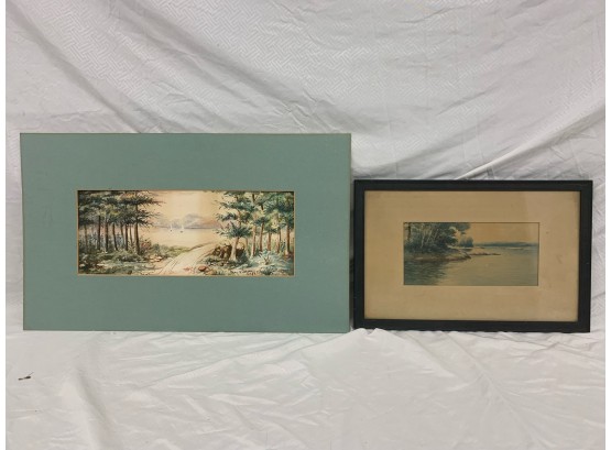2 Watercolors , One Signed Chandler  1877