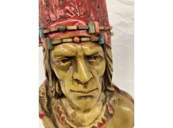 Native American Ceramic Bust. 21inches Tall