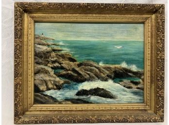 Oil On Board Seascape Titled Pemaquid Signed Paul Hickey