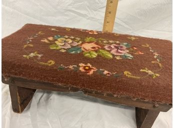 Small Needlepoint Stool 6 Inch High. 8x16