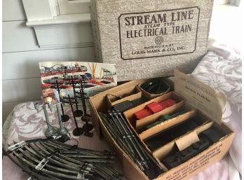 1950s Marx Electric Train Set In Original Box With Track And Misc Accessories