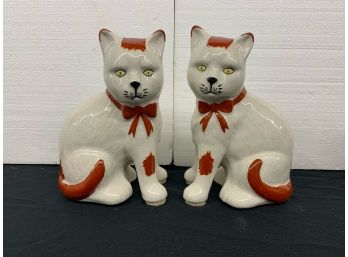 Pair Of Staffordshire Style Cats
