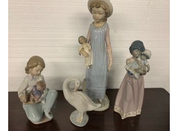 4 Lladro  Figures. One With Repair