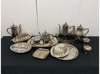 Large Lot Of Silver Plate