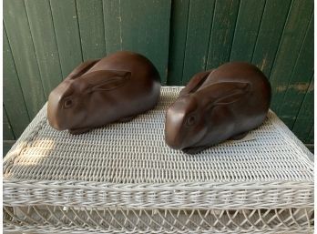 Pair Of Composition Rabbits - 12 Inches