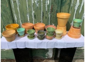 Colorful Lot Of Small And Medium Marbleized Terra-cotta Pots