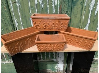 4 Italian Terra-cotta Window Boxes  18 Inches And 16 Inches.