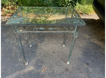 Vintage Iron Glass Top Table 21x30x29
