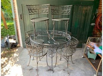 7 Piece Patio Set, Table Is Missing 42 Inch Round Glass