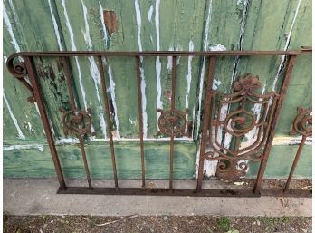 3 Sections Of Antique Iron Fence 2 Sections Are 50 Inches And The Largest Section Is 74 Inches Long. All Secti