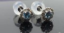 Platinum Pt950 Blue Zircon Diamond Earrings