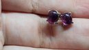 14k White Gold Natural Pink Sapphire Cabochon Earrings .95 Grams