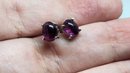 14k White Gold Natural Pink Sapphire Cabochon Earrings .95 Grams