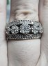 14k 1 Carat Three Row Graduated Flower Diamond Ring