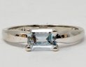 Effy 14k White Gold Aquamarine Ring Size 7.5