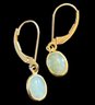 14k Yellow Gold 2CTW Oval JADE Lever Back Earrings