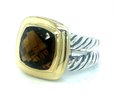 David Yurman 925 Sterling Silver 18K Gold Smoky Quartz Albion Collection Ring