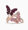 Effy Nature 14K Rose Gold Ruby, Sapphire & Diamond Butterfly Ring, 1.21 TCW Size 11