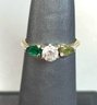 14k 1 Carat Emerald Peridot Diamond Ring
