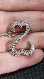 14k .50 Carat Jane Seymour Open Heart Pendent On 14k White Gold Michael Anthony Twisted Rope Chain