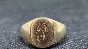 14k Vintage P Initial Signet Ring Size 6.5 / 6.12 Grams