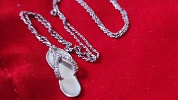 14k Hawaiian Na Hoku White Gold Diamond Slipper Pendent Necklace 5.75 Grams