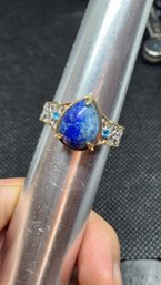 Sterling 925 Lapis Lazuli Blue Topaz Ring NH Designer