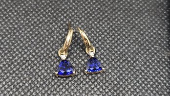 14k Sapphire Diamond Drop Earrings