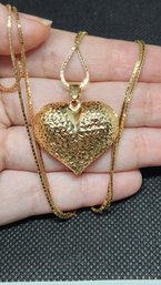 14k Puffed Heart Box Chain Necklace