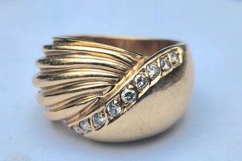 Mens 14k Diamond Turban Ring Size 7.5 10.45 Grams