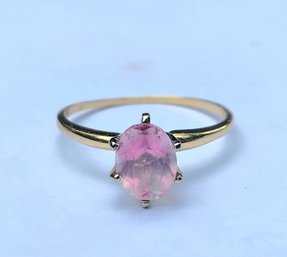14k Rose Quartz/ Pink Amethyst Ring Size 8