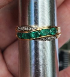 14k .795 Carat Brazilian Emerald Diamond Ring Size 7.25