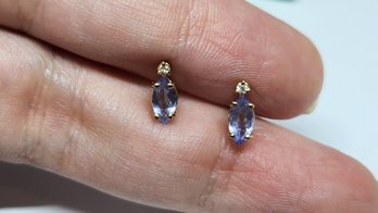 14k Tanzanite Diamond Earrings 1 Gram