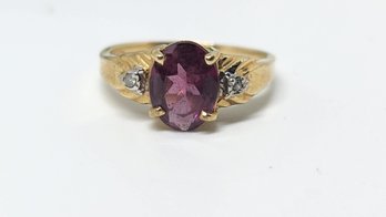 14k Natural Pink Tourmaline Diamond Ring