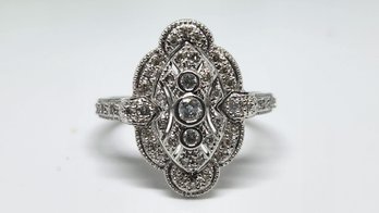 14k Art Deco White Gold Diamond Ring -  Approx. .50ctw  Size